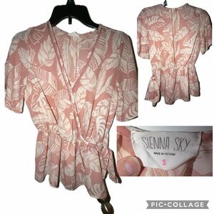 Sienna Sky Pink Leaf Pattern Blouse
